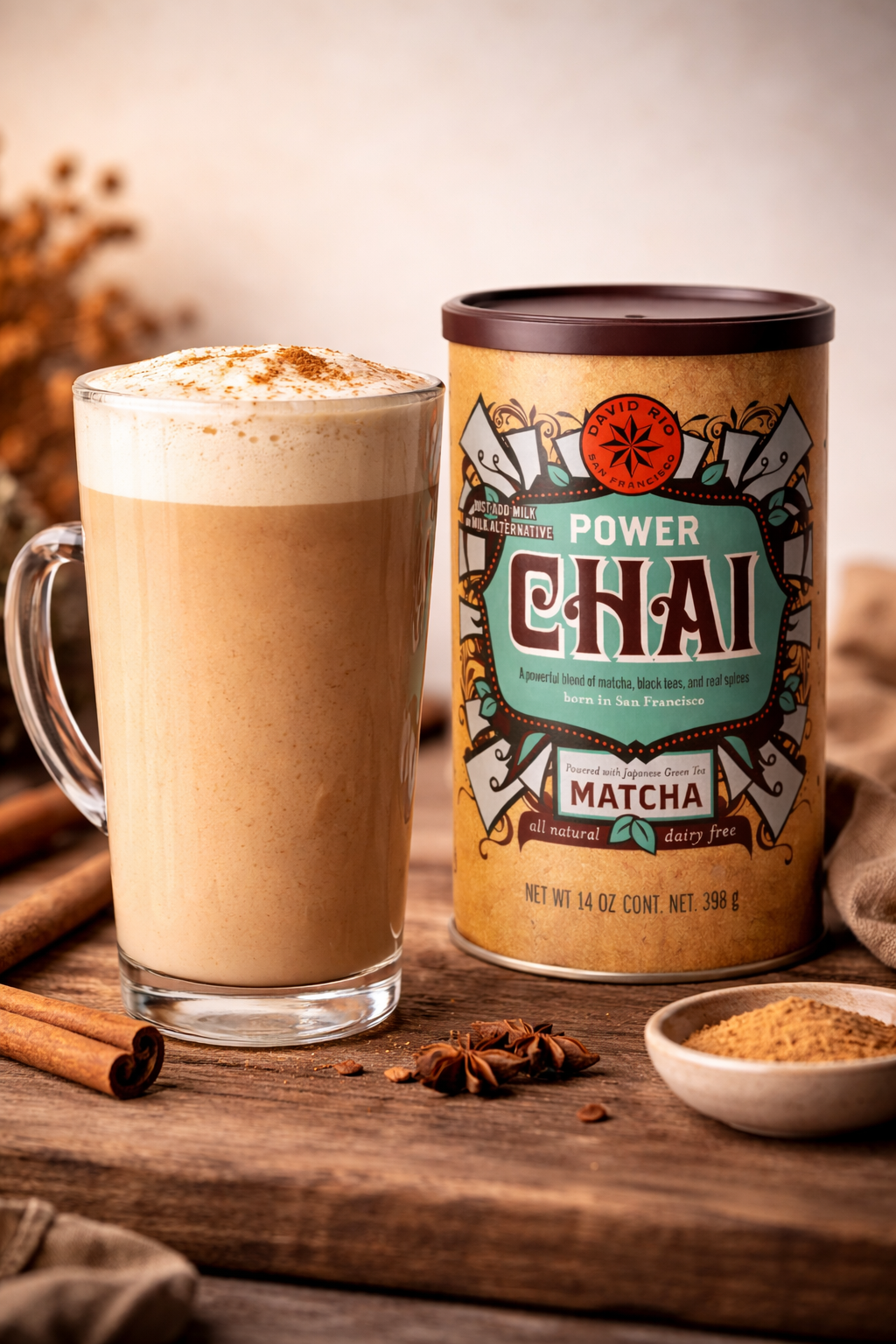 David Rio Power Chai Matcha – Chai Latte Pulver